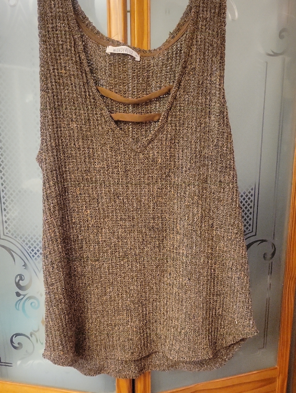Brand New Brown Tweed Knit Sleeveless Top